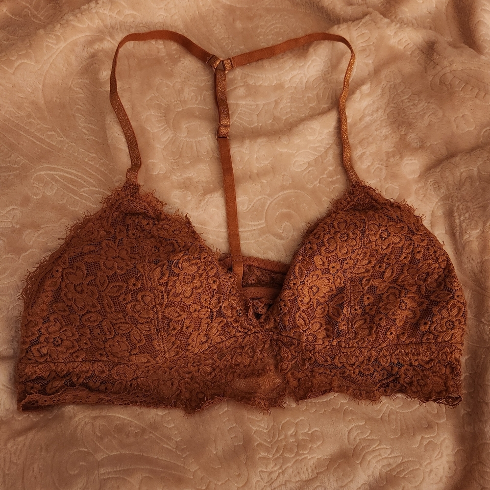 Aerie Rust Orange Brown Lace Bralette Intimates Small